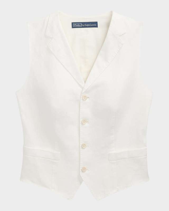 Cropped Linen & Cotton Vest